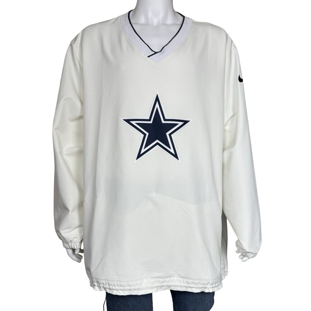Nike Dallas Cowboys Mens 4XL NFL Pullover Windbreaker Jacket White Big & Tall